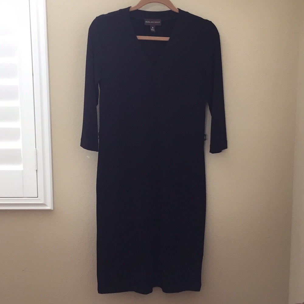 Faux Wrap Black Dress